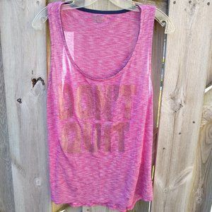 EVCR Size L Workout Tank Top Racerback Pink Stripes